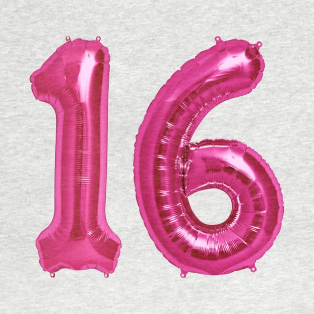 Hot Pink 16th Birthday Metallic Helium Balloons Numbers by podartist